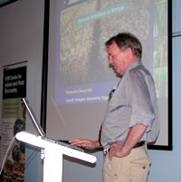 Dr Rick Ward from the Global Rust Initiative, speaking at the rust diseases symposium in Sydney.