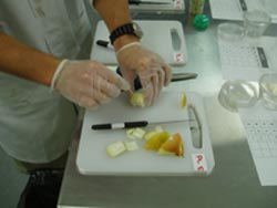 Onions prepared for taste testing at Food Science Australia.